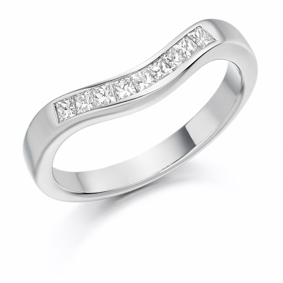 Shaped Channel-Set Half Eternity Ring, 0.35ct total in White Gold