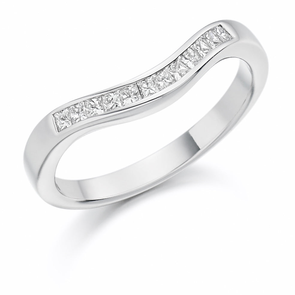 Shaped Channel-Set Half Eternity Ring, 0.25ct total in White Gold