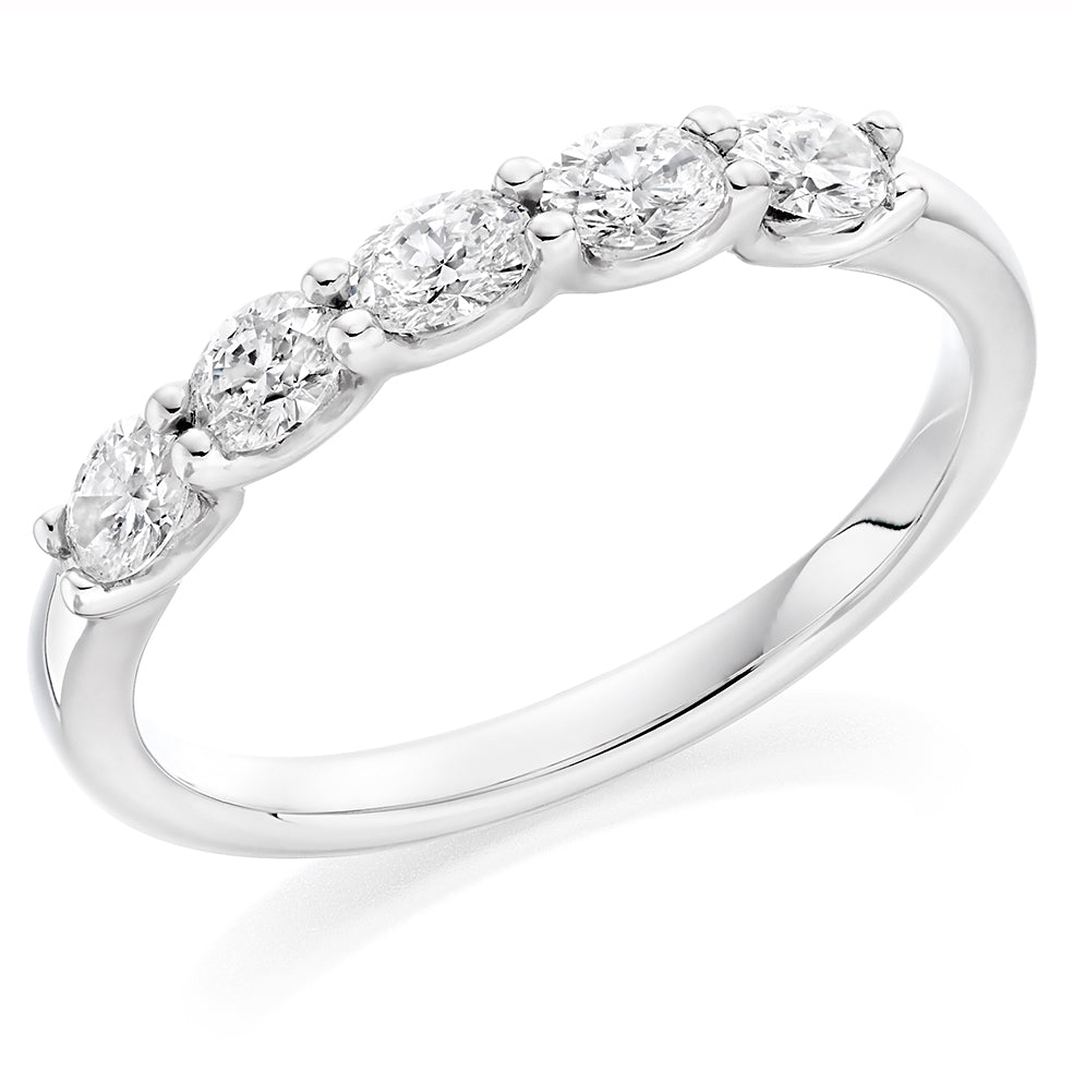Claw-Set Diamond Half Eternity Ring, 0.5ct in White Gold