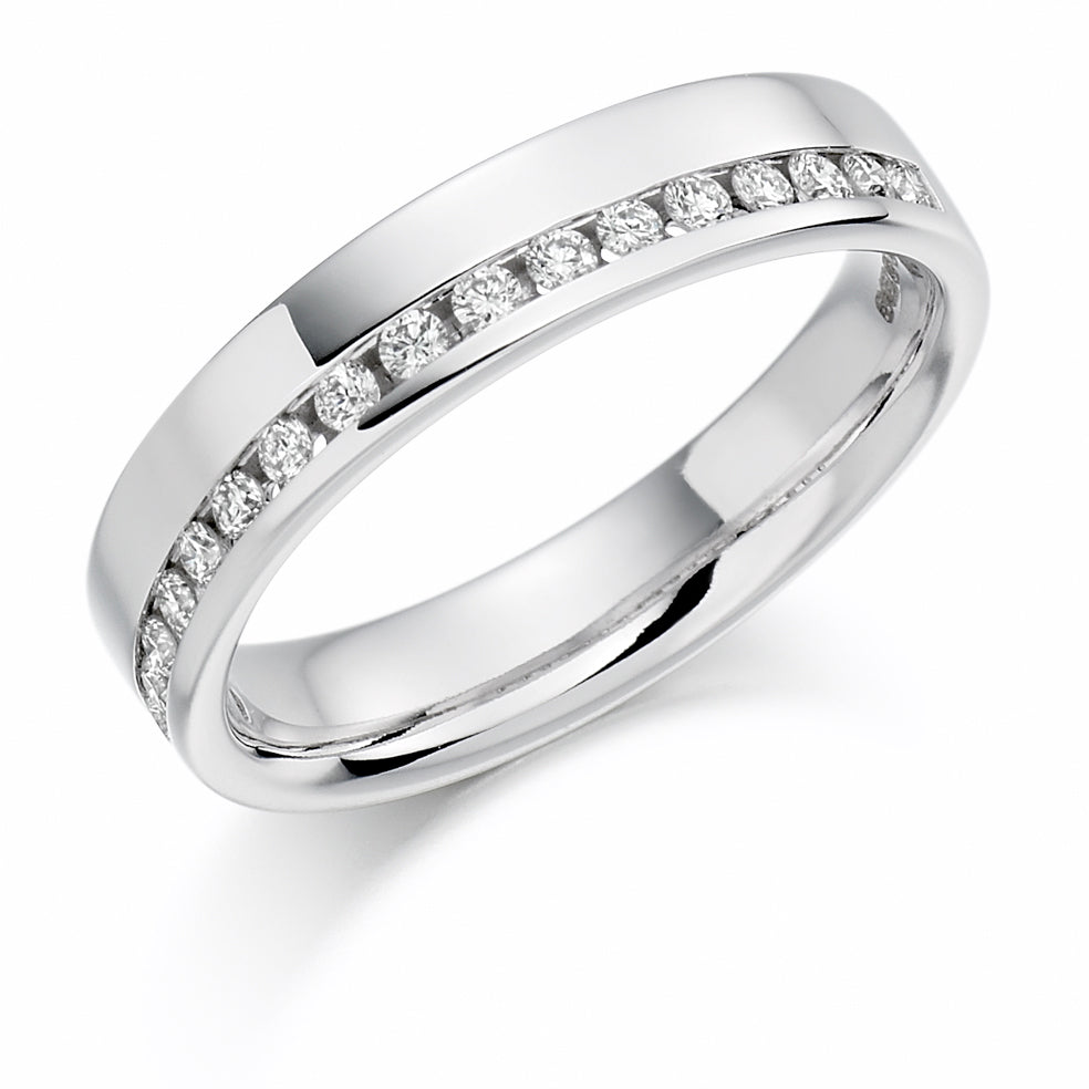 Offset Channel-Set Half Eternity Ring, 0.25ct total (HET1149) in White Gold