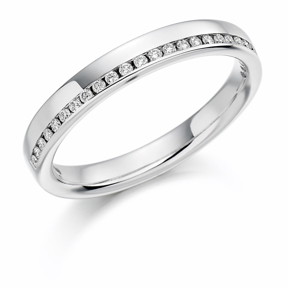 Offset Channel-Set Half Eternity Ring, 0.12ct total in White Gold