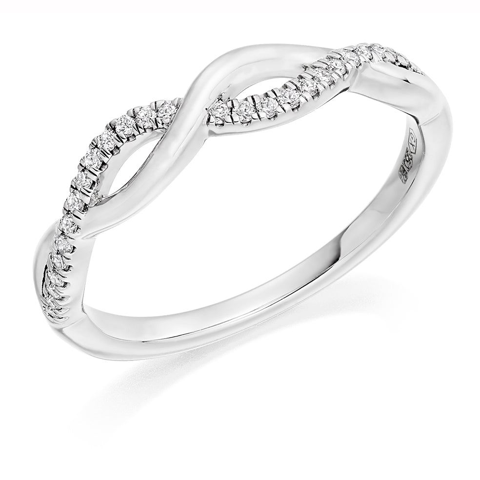Micro-Claw Diamond Half Eternity Ring, 0.12ct in White Gold