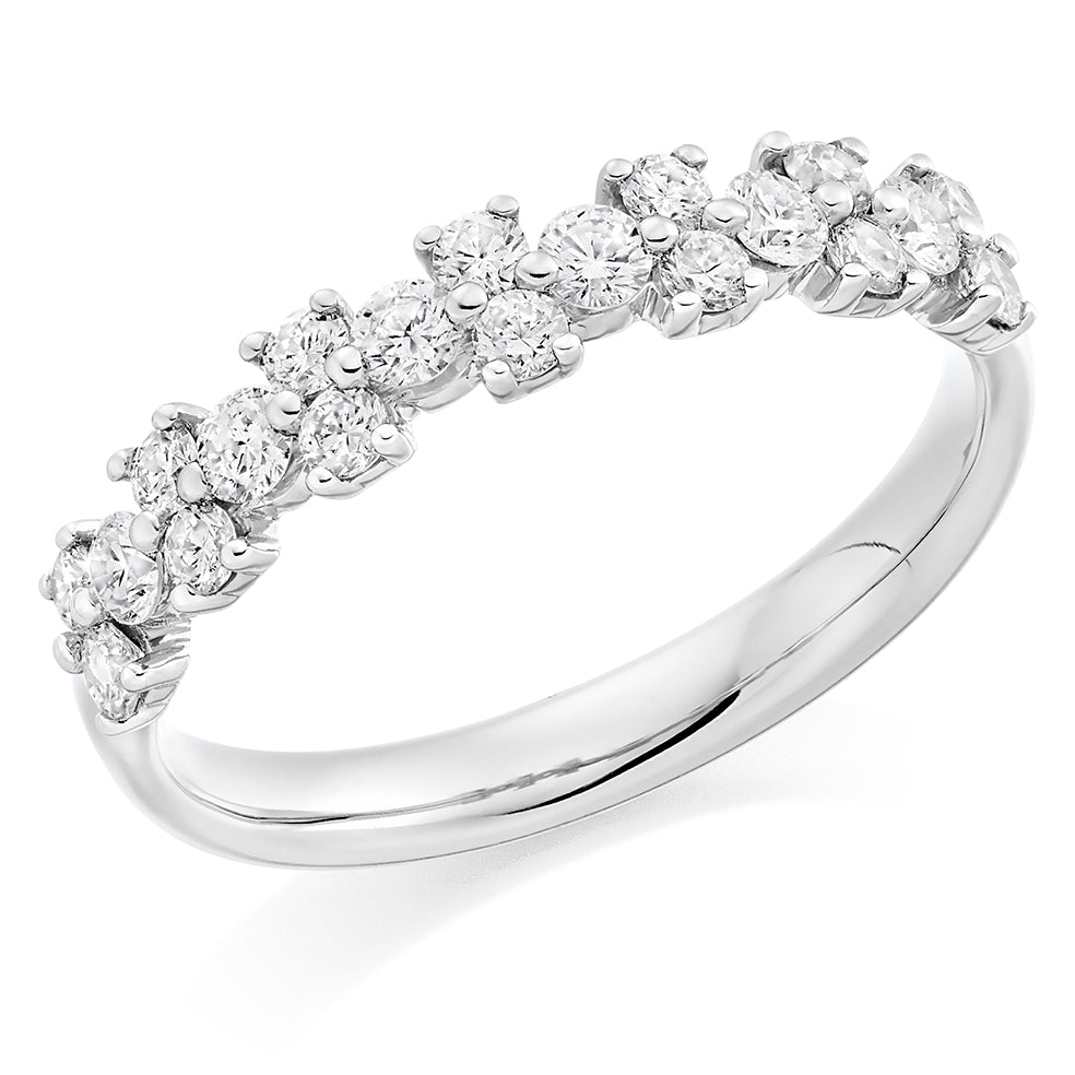 Claw-Set Half Eternity Ring, 0.6ct total in White Gold