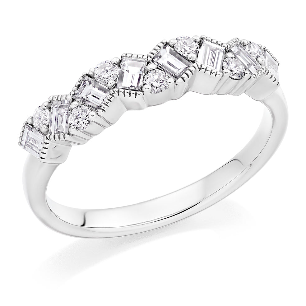 Curved Claw-Set Diamond Half Eternity Ring, 0.6ct in White Gold