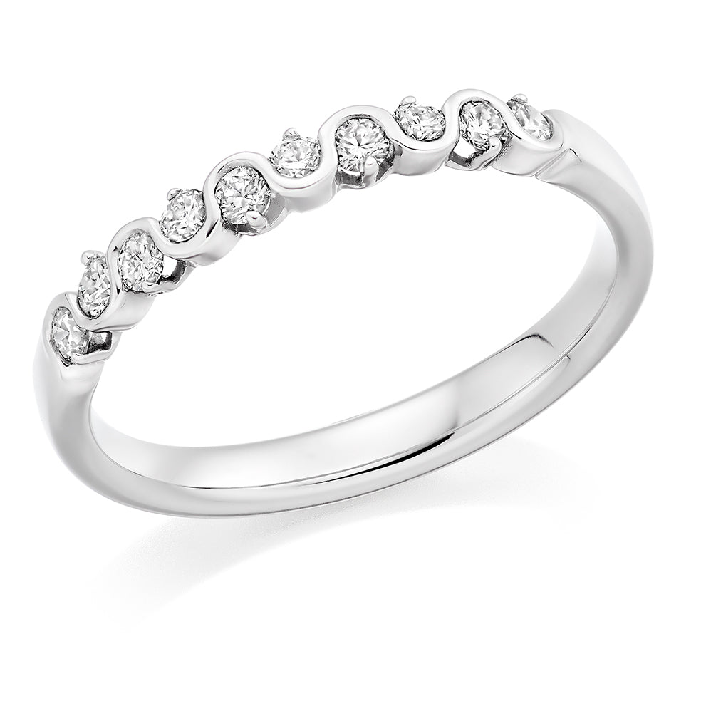 Rubover Diamond Half Eternity Ring, 0.4ct in White Gold