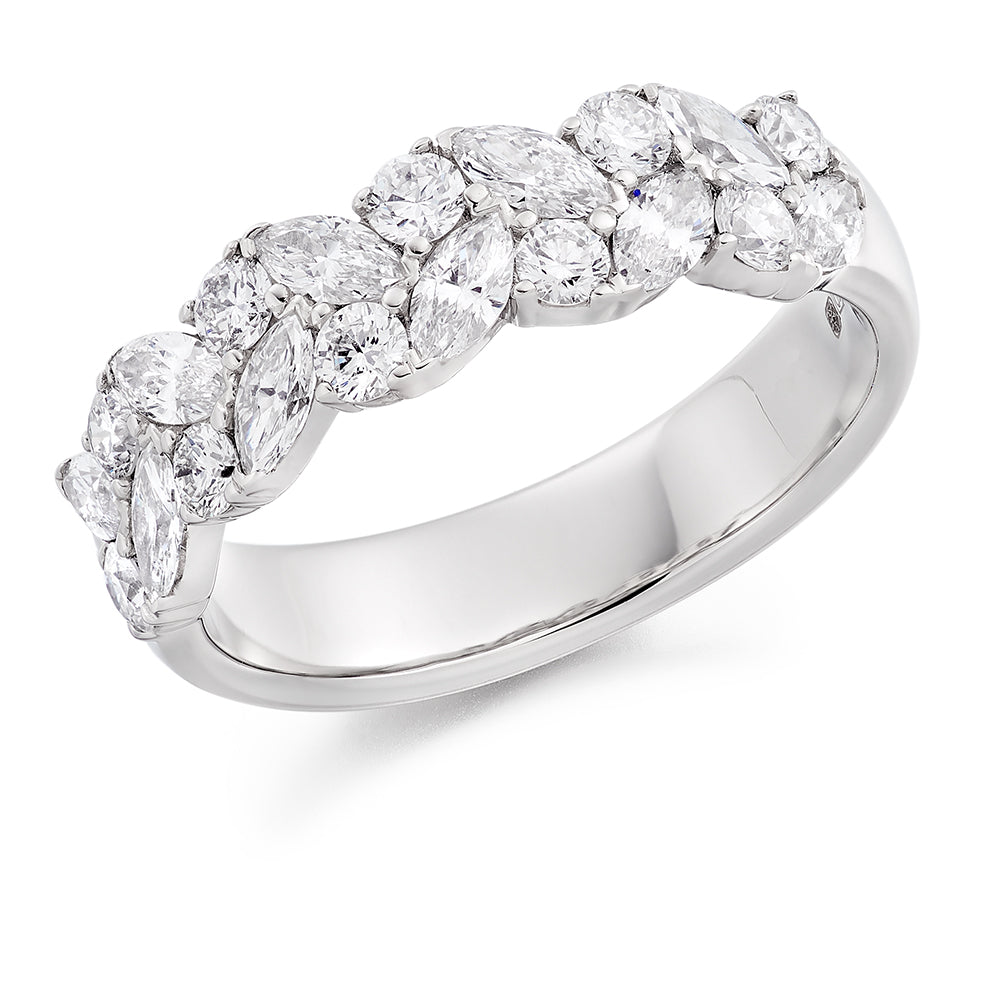 Claw-Set Diamond Half Eternity Ring, 1.2ct in White Gold