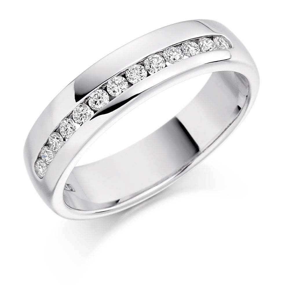 Offset Channel-Set Half Eternity Ring, 0.25ct total (HET1176) in White Gold