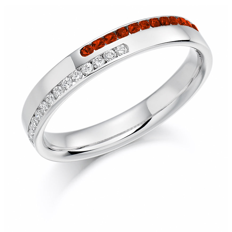 Ruby & Diamond Half Eternity Ring B, 0.15ct in White Gold