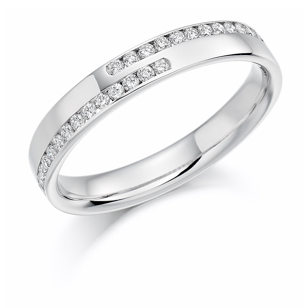 Offset Channel-Set Half Eternity Ring, 0.25ct total (HET1177) in White Gold