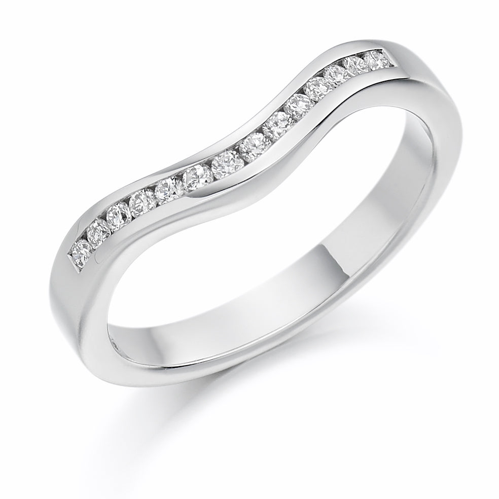 Shaped Channel-Set Half Eternity Ring, 0.16ct total in White Gold