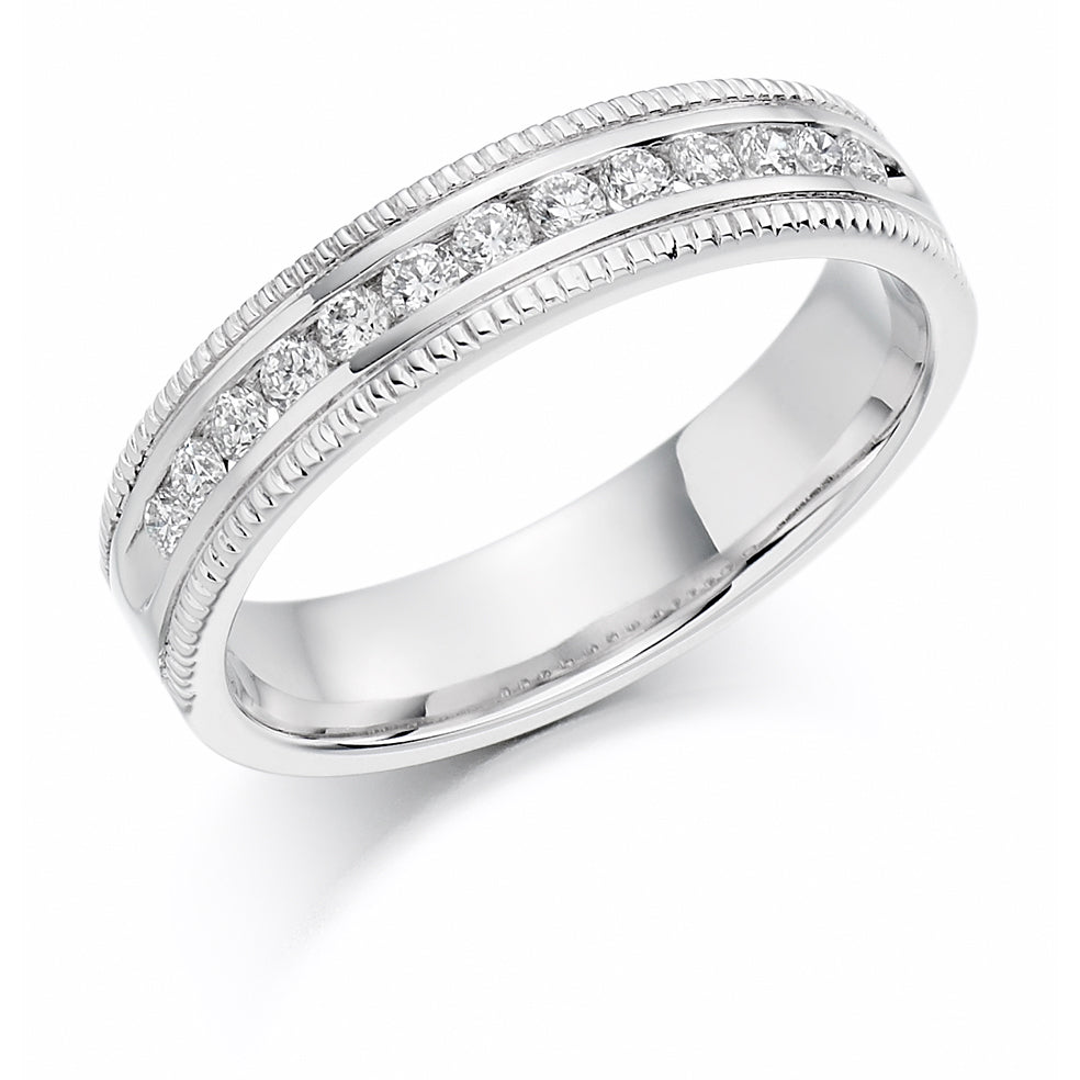 Milgrain Channel-Set Half Eternity Ring, 0.25ct total (HET1183) in White Gold