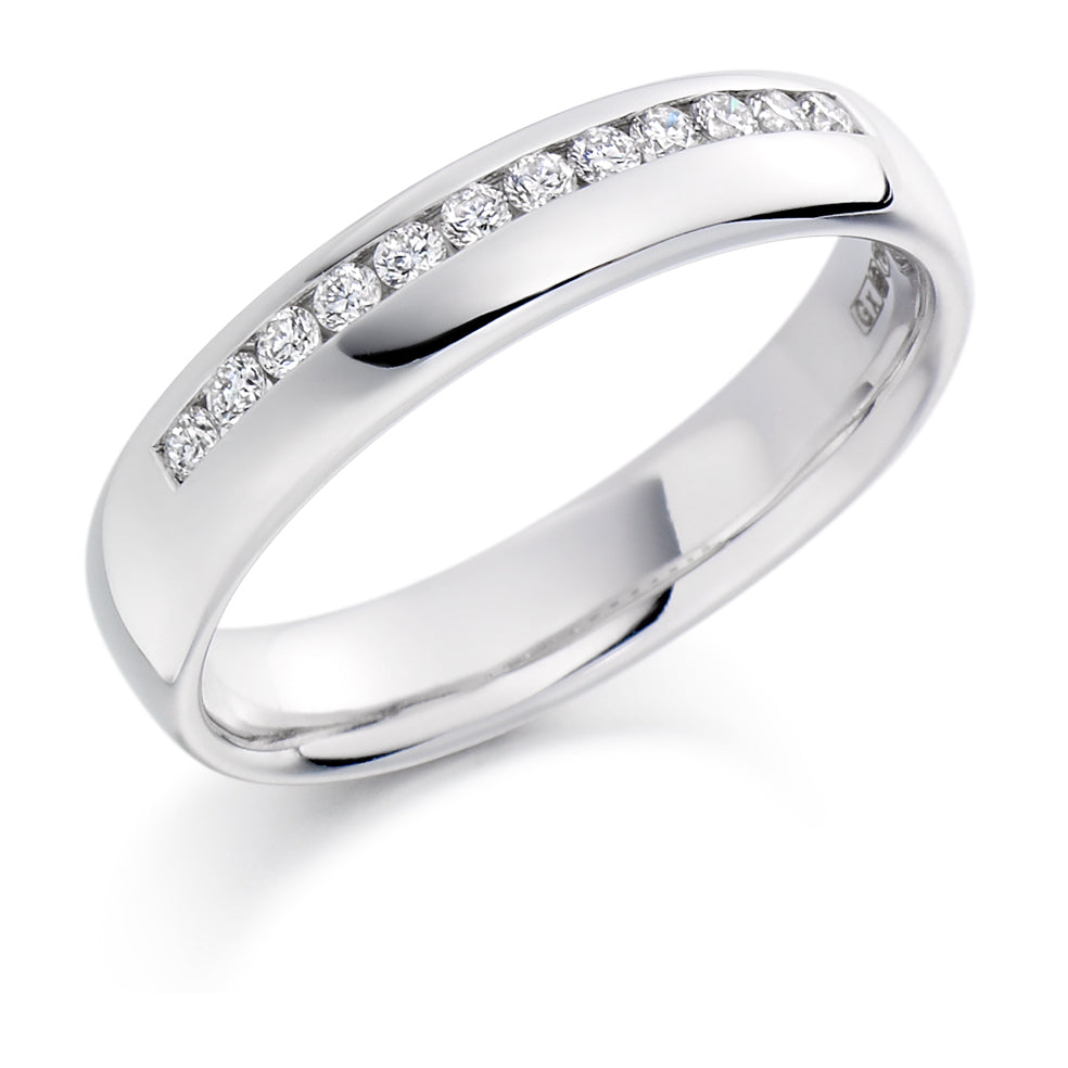 Offset Channel-Set Half Eternity Ring, 0.2ct total (HET1192) in White Gold