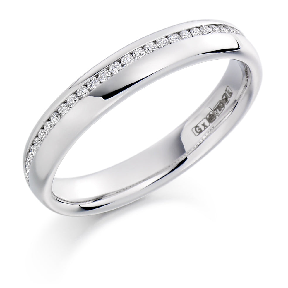 Offset Channel-Set Half Eternity Ring, 0.15ct total in White Gold