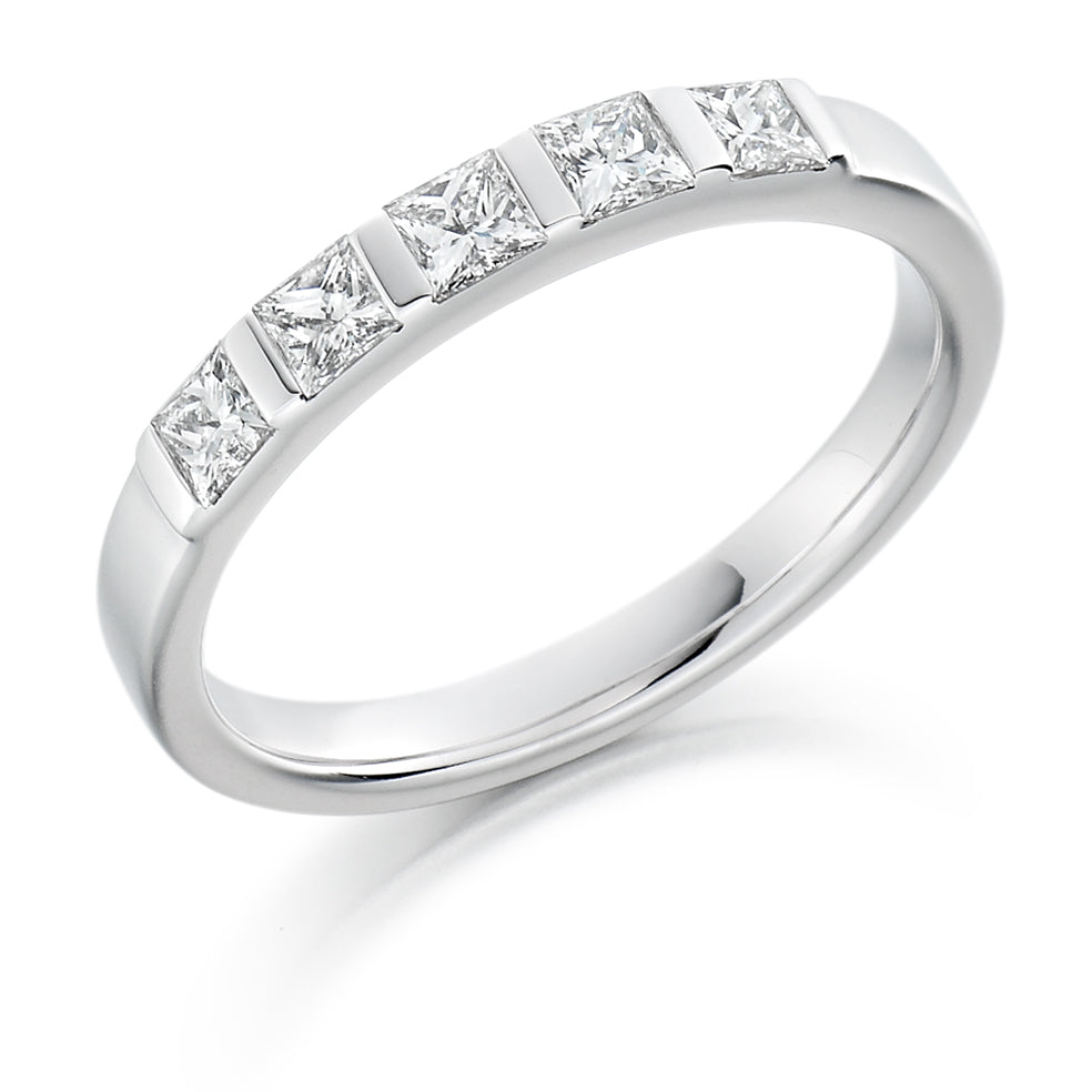 Bar-Set Half Eternity Ring, 0.5ct total (HET1196) in White Gold