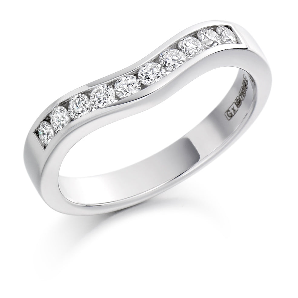 Shaped Channel-Set Half Eternity Ring, 0.33ct total in White Gold