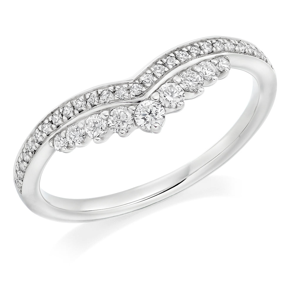 Curved Claw-Set Diamond Half Eternity Ring, 0.3ct in White Gold
