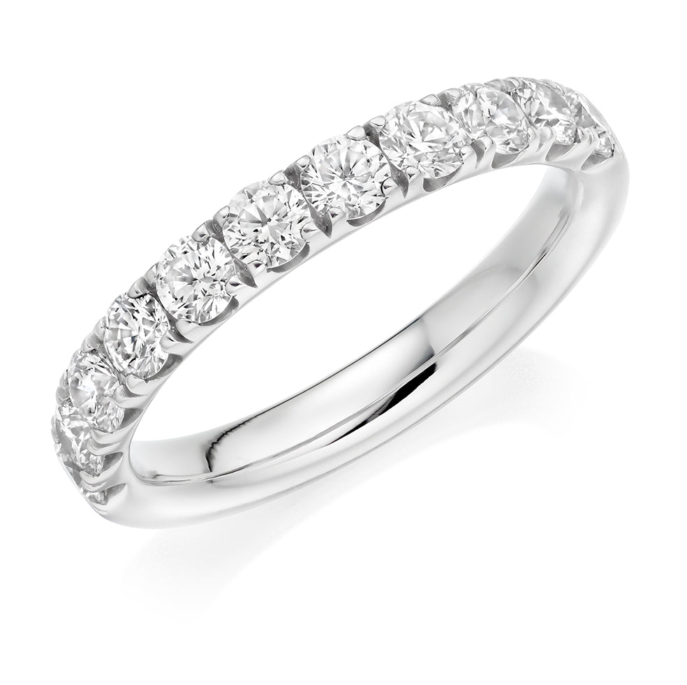 Micro-Claw Diamond Half Eternity Ring, 1.0ct in White Gold