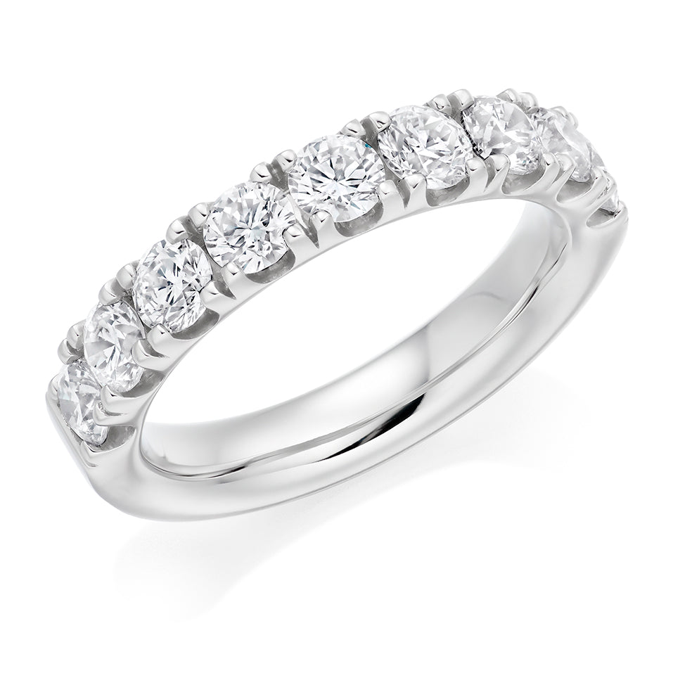 Micro-Claw Diamond Half Eternity Ring, 1.5ct in White Gold