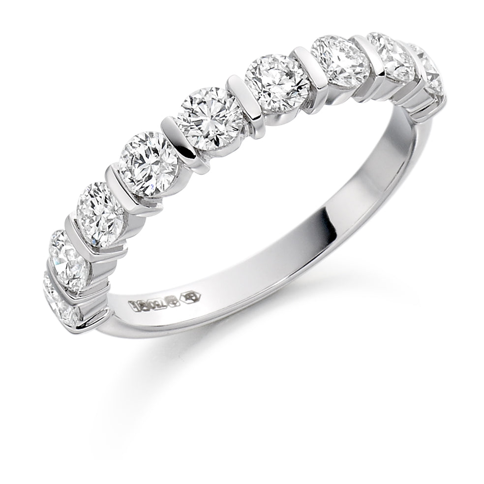 Bar-Set Half Eternity Ring, 1.0ct total (HET1222) in White Gold