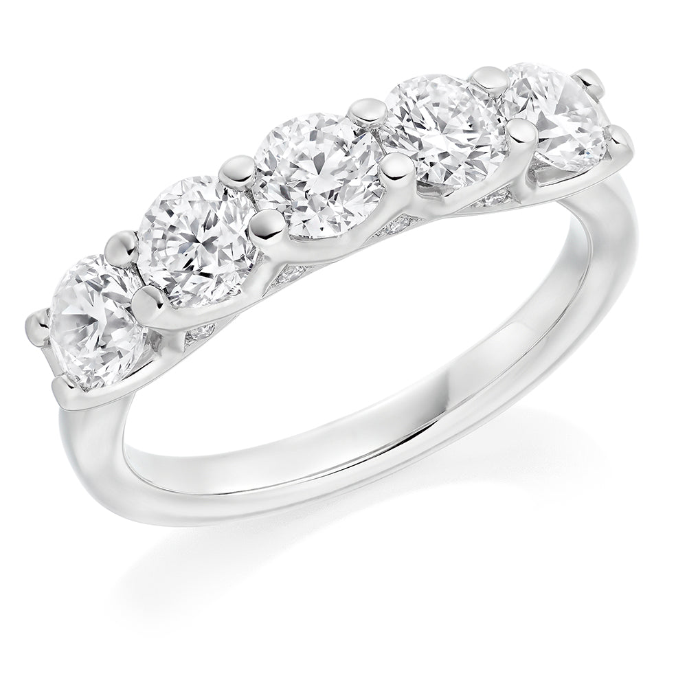 Claw-Set Diamond Half Eternity Ring, 1.7ct in White Gold