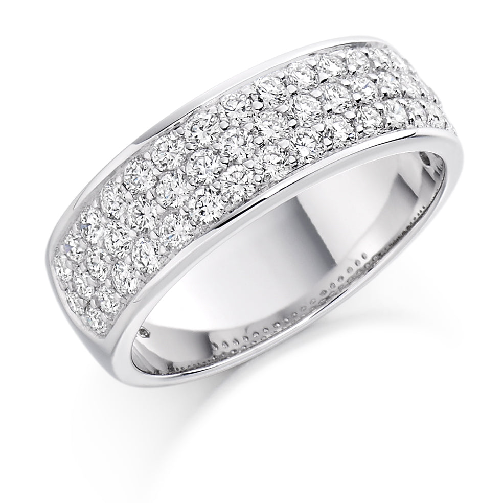 Grain-Set Half Eternity Ring, 1.1ct total in White Gold