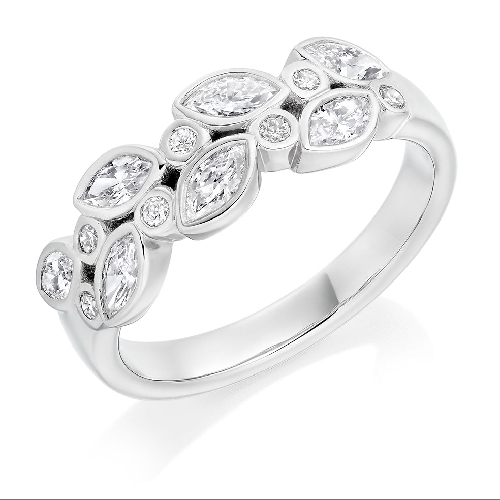 Rubover Diamond Half Eternity Ring, 0.8ct in White Gold