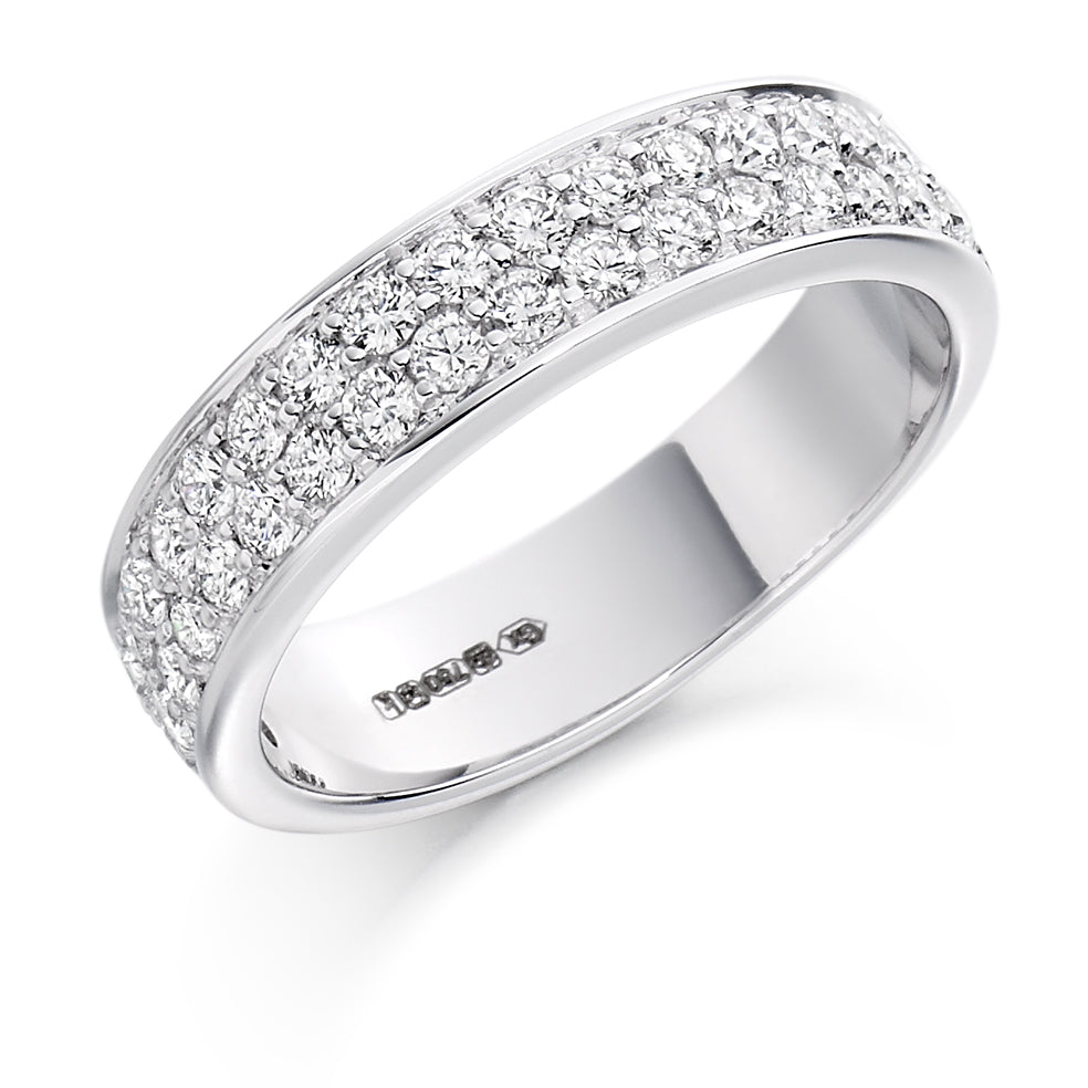 Grain-Set Half Eternity Ring, 0.75ct total in White Gold