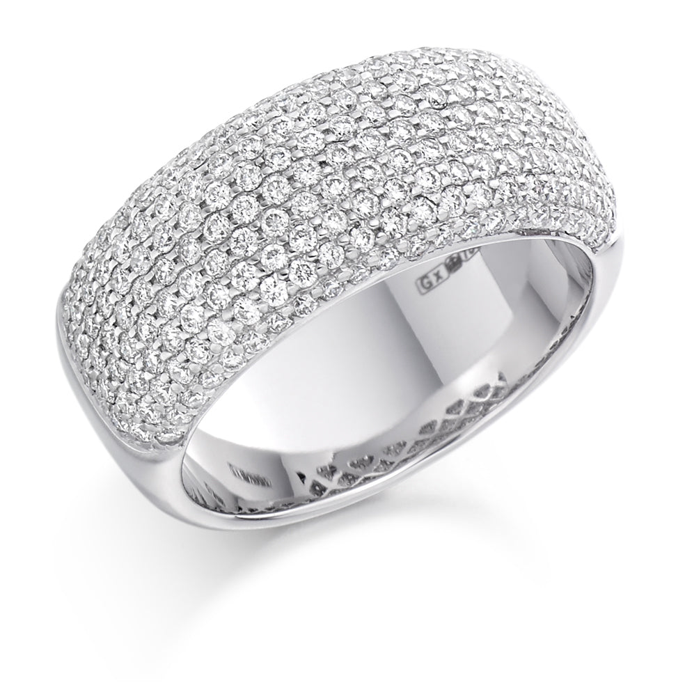 Pavé-Set Half Eternity Ring, 1.0ct total in White Gold