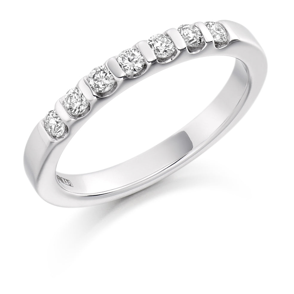 Bar-Set Half Eternity Ring, 0.3ct total in White Gold