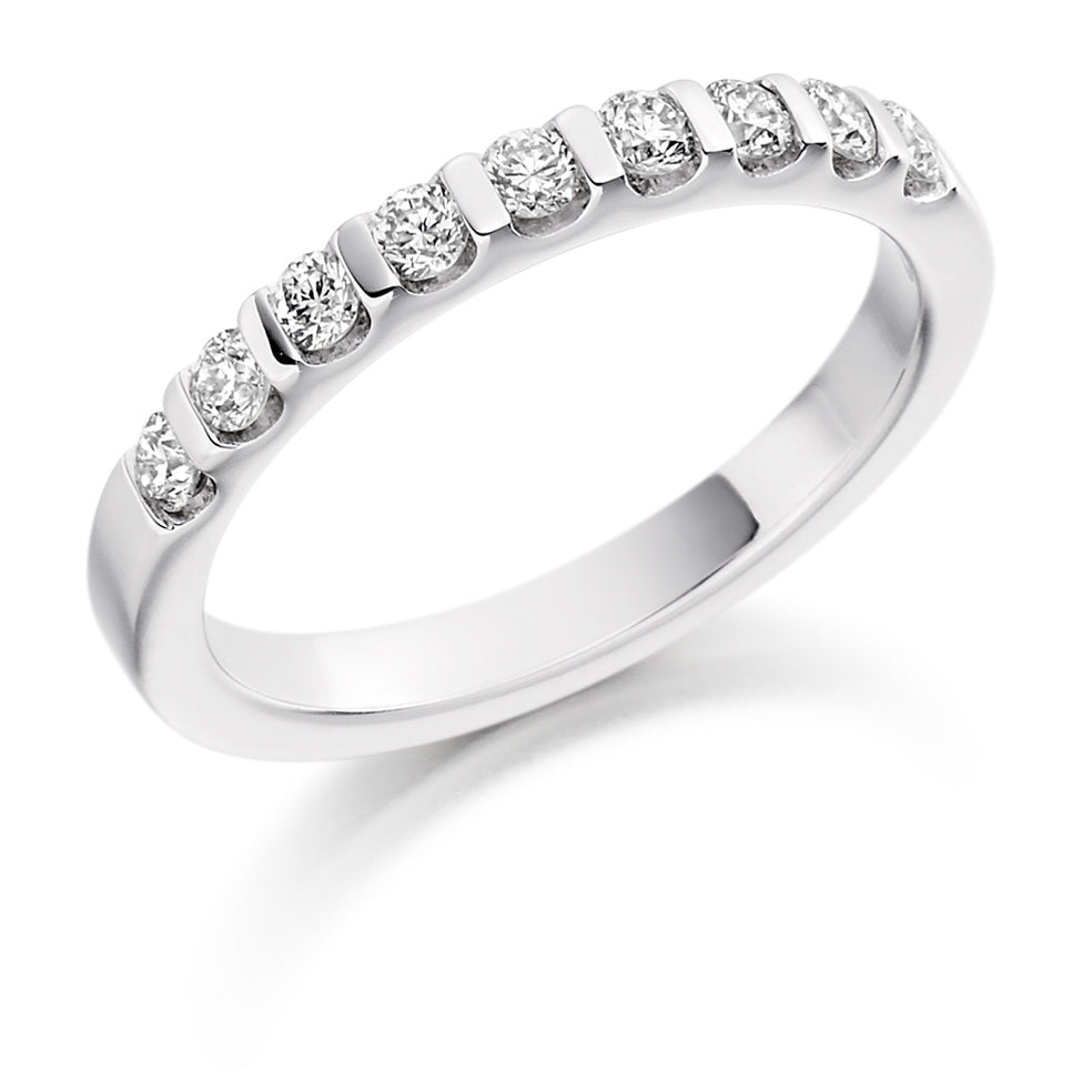 Bar-Set Half Eternity Ring, 0.4ct total in White Gold