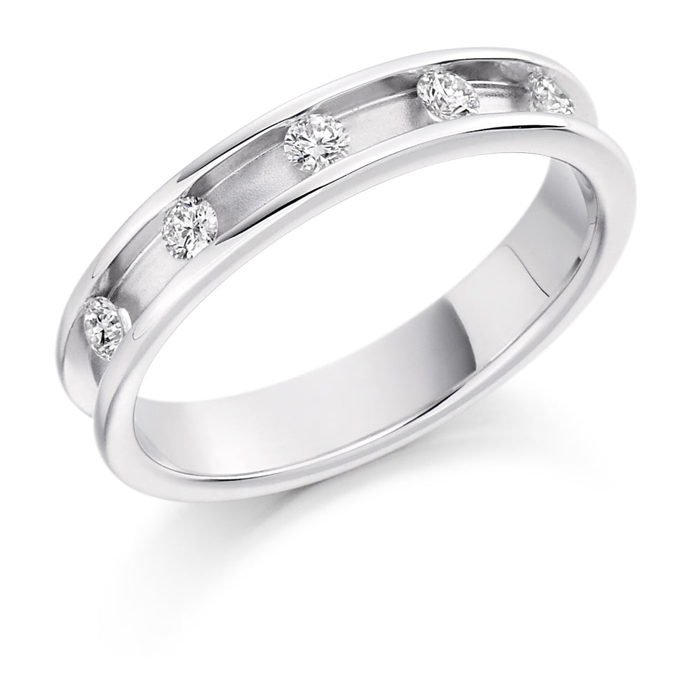 Channel-Set Half Eternity Ring, 0.2ct total in White Gold