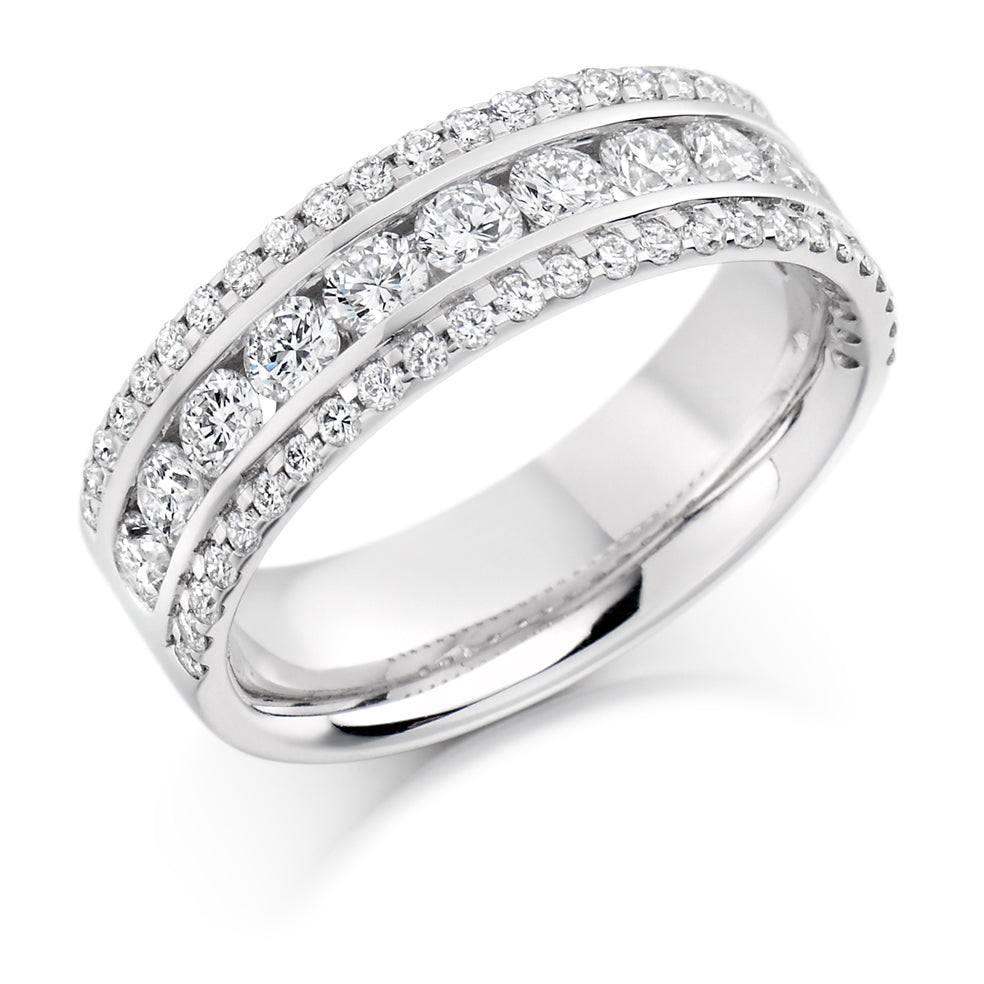 Channel-Set Half Eternity Ring, 1.35ct total in White Gold