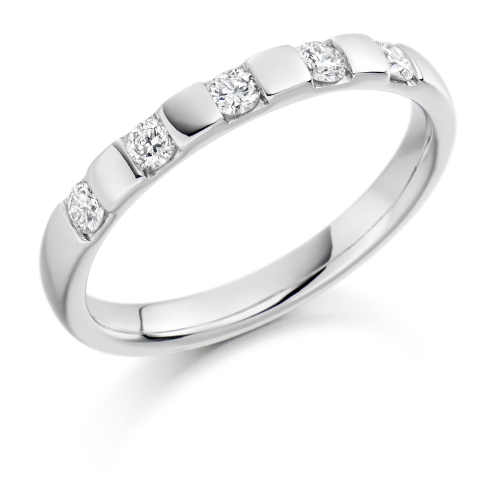Bar-Set Half Eternity Ring, 0.25ct total (HET1373) in White Gold