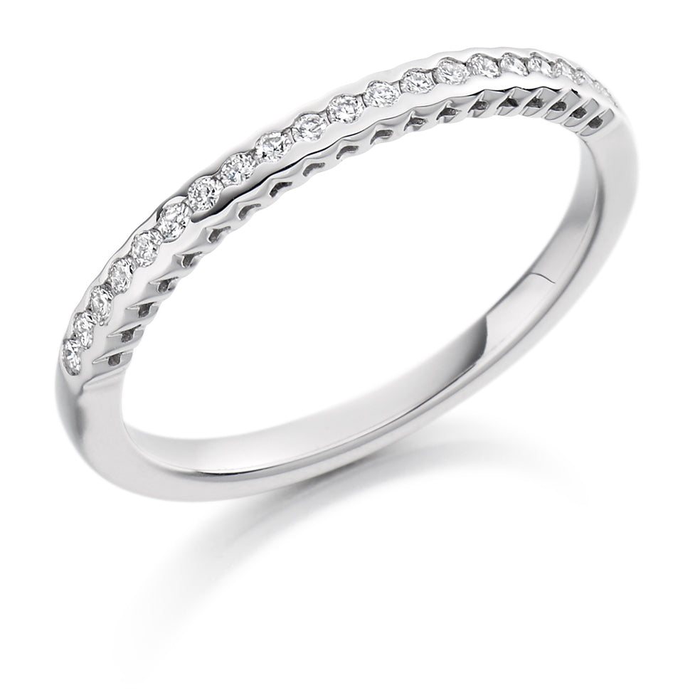 Rubover Half Eternity Ring, 0.15ct total in White Gold