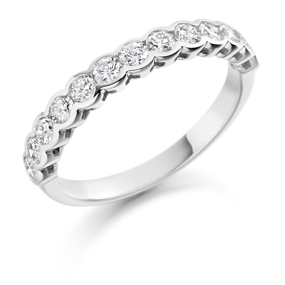 Rubover Half Eternity Ring, 0.75ct total (HET1428) in White Gold