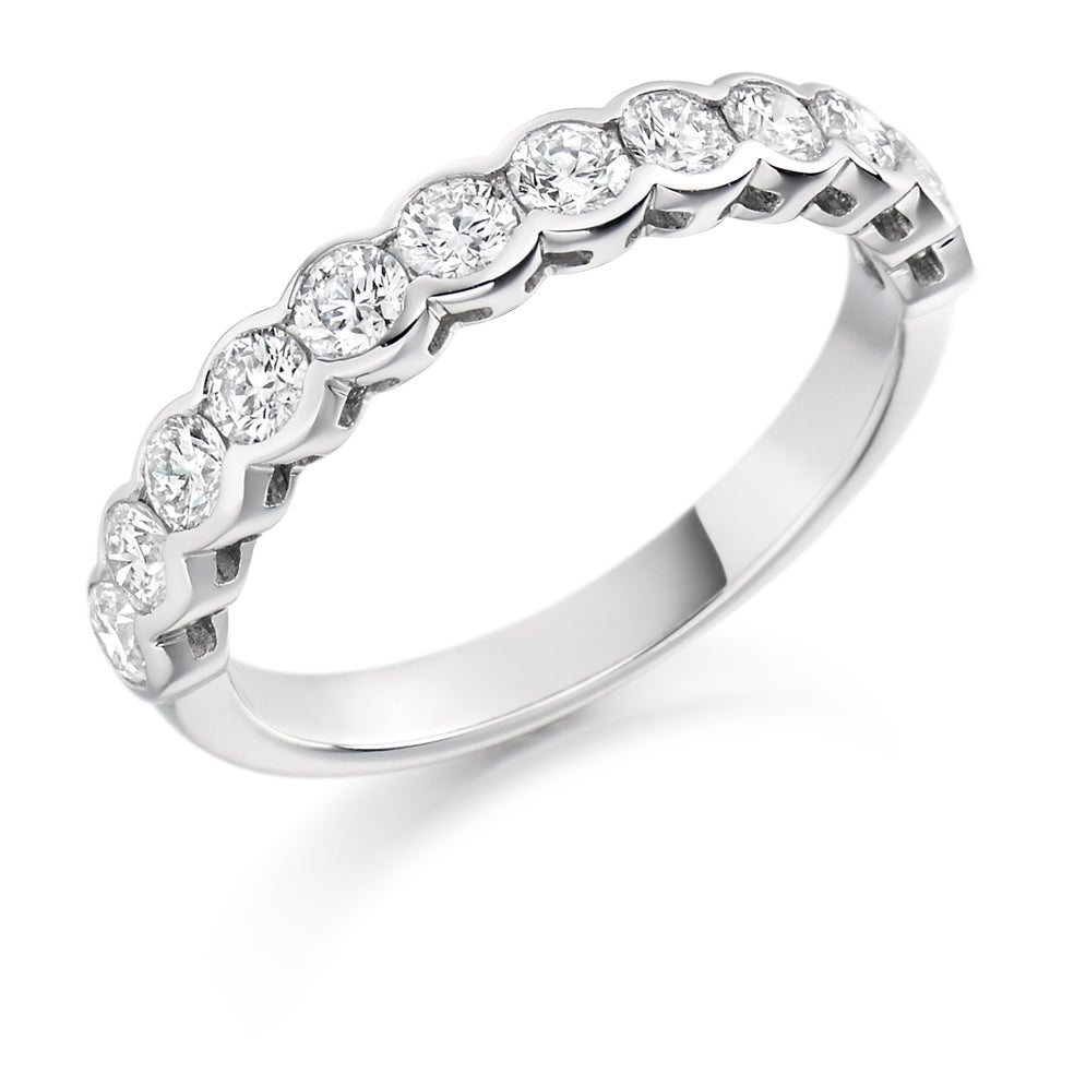 Rubover Half Eternity Ring, 1.0ct total (HET1429) in White Gold