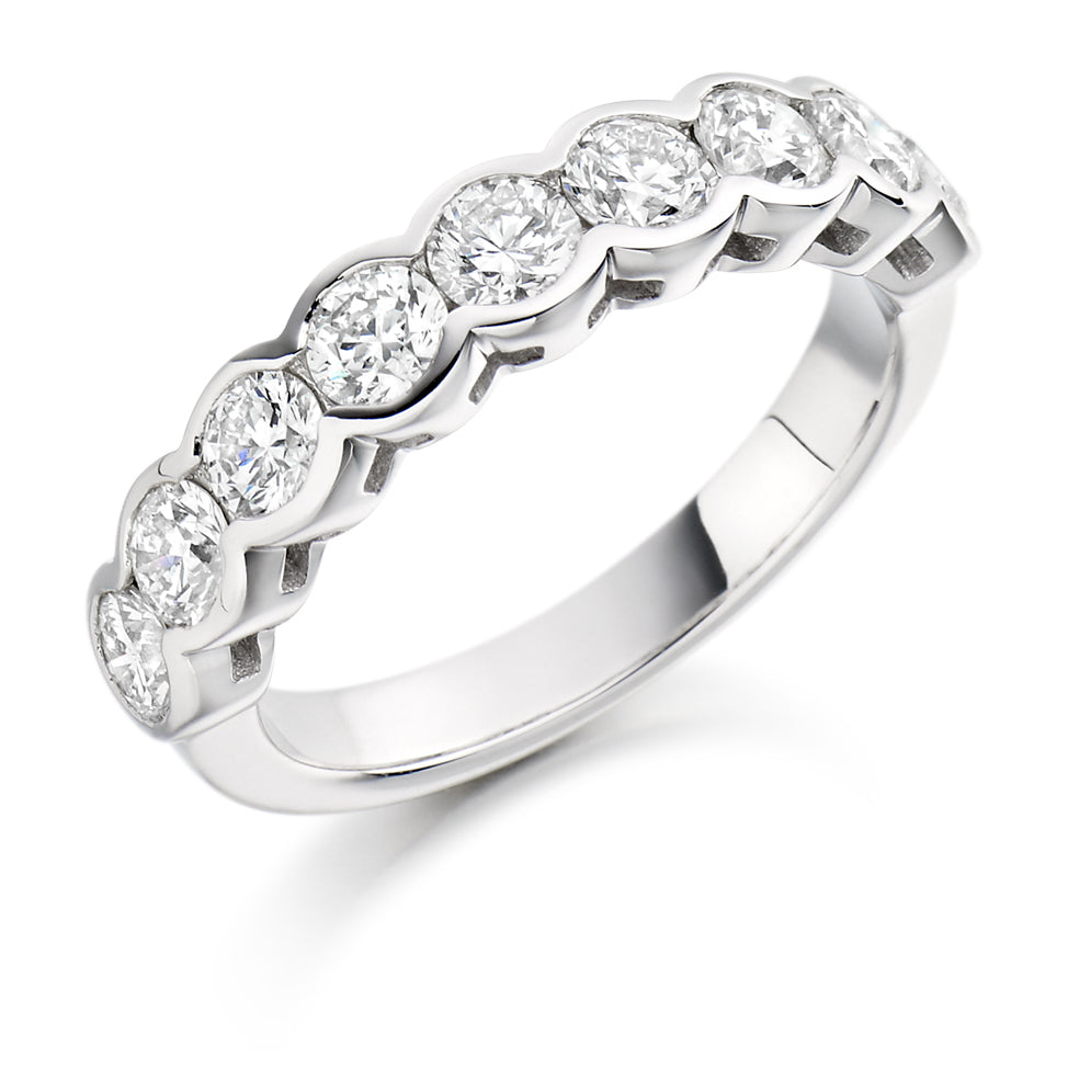 Rubover Half Eternity Ring, 1.5ct total in White Gold