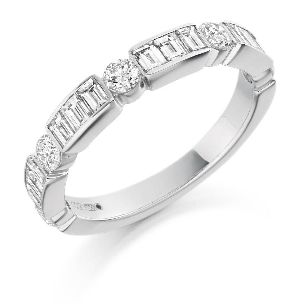 Bar-Set Half Eternity Ring, 1.2ct total (HET1555) in White Gold