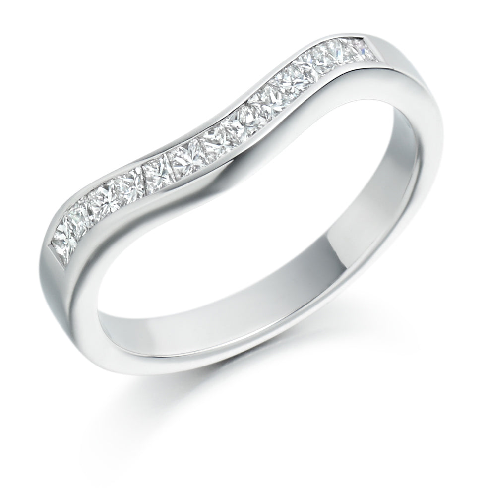 Shaped Channel-Set Half Eternity Ring, 0.6ct total in White Gold