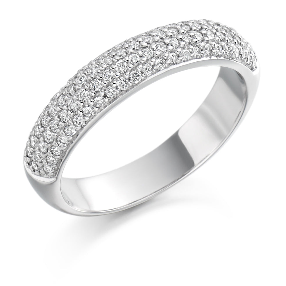 Pavé-Set Half Eternity Ring, 0.5ct total in White Gold