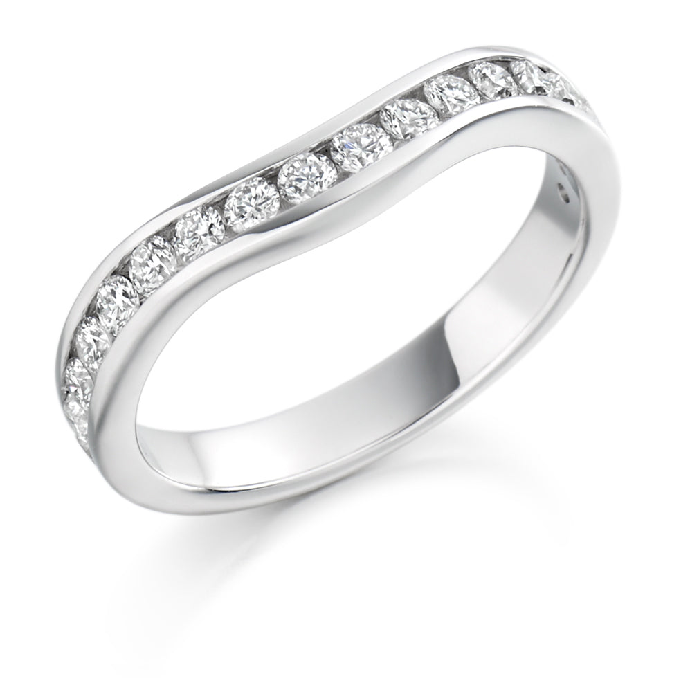 Shaped Channel-Set Half Eternity Ring, 0.65ct total in White Gold