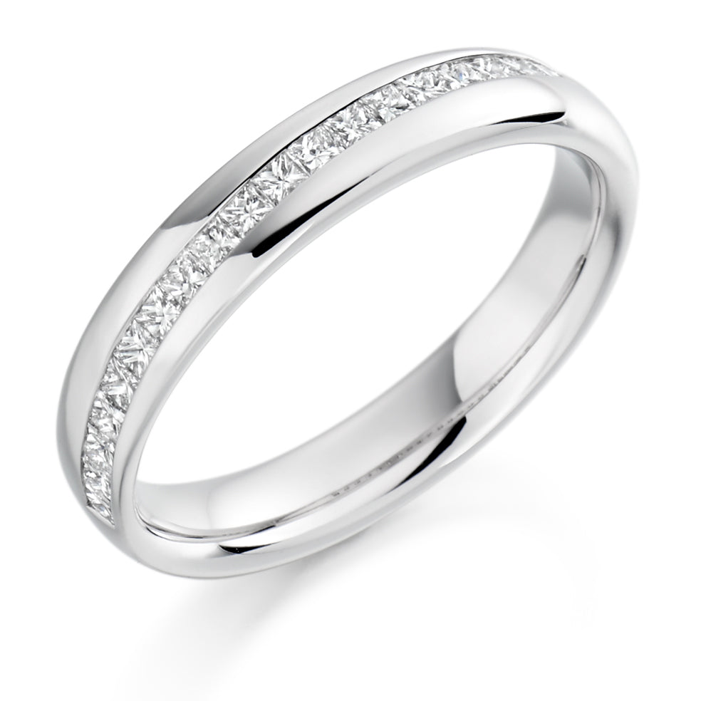 Offset Channel-Set Half Eternity Ring, 0.4ct total in White Gold