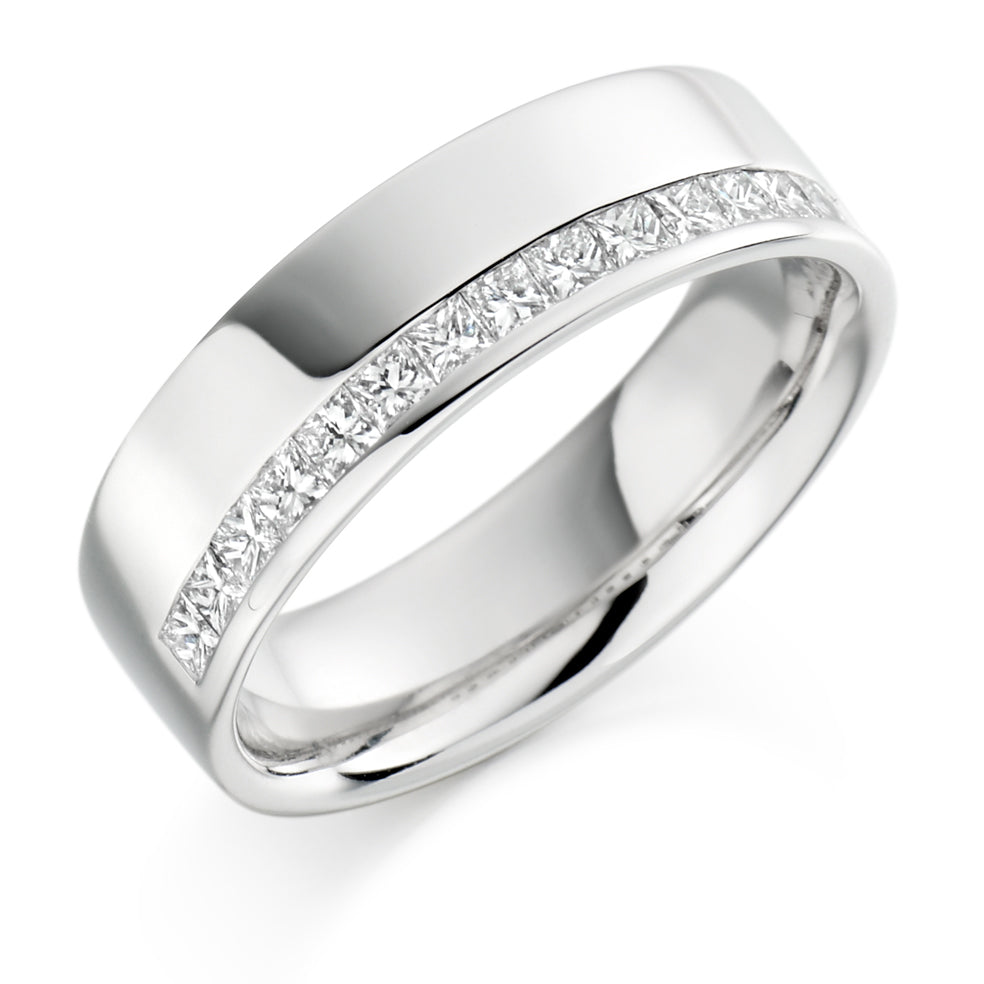Offset Channel-Set Half Eternity Ring, 0.5ct total (HET1726) in White Gold