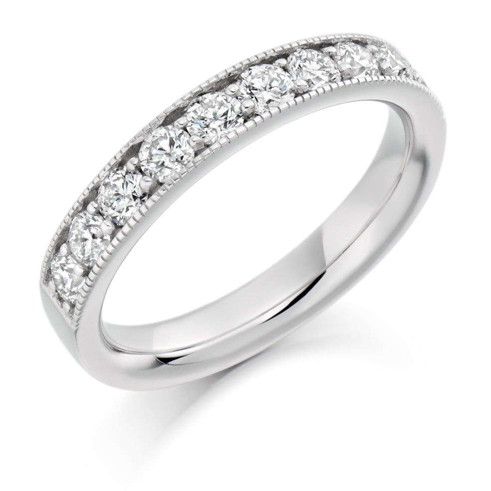Grain-Set Half Eternity Ring, 0.75ct total (HET1773) in White Gold