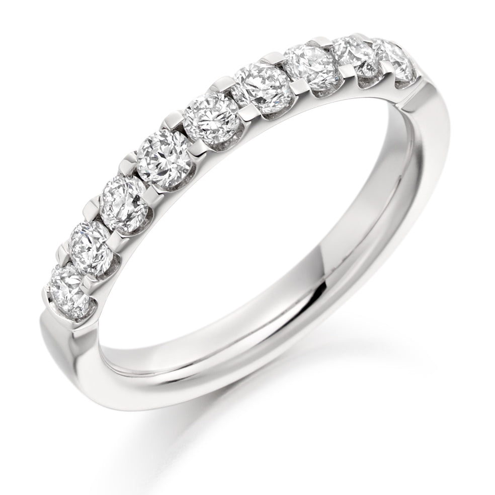Micro-claw-Set Half Eternity Ring, 0.70ct total (HET1787) in White Gold