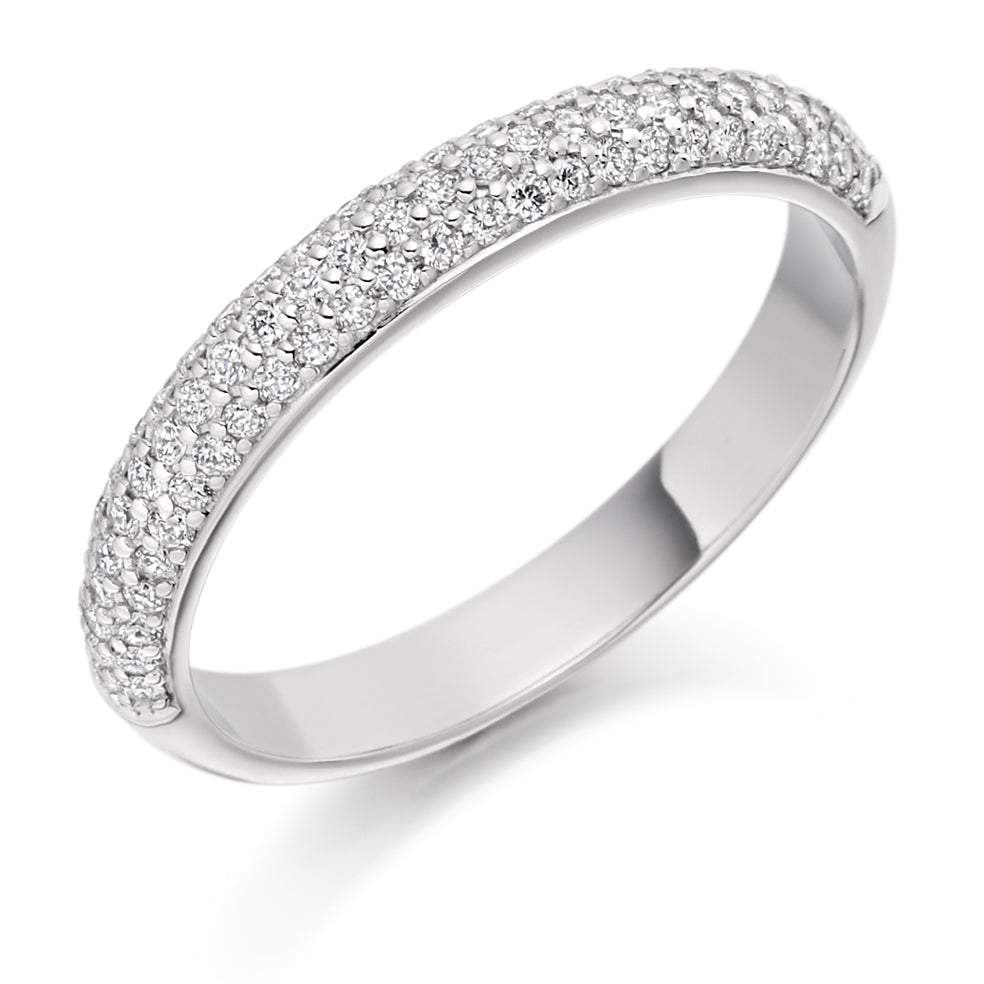 Pavé-Set Half Eternity Ring, 0.4ct total in White Gold