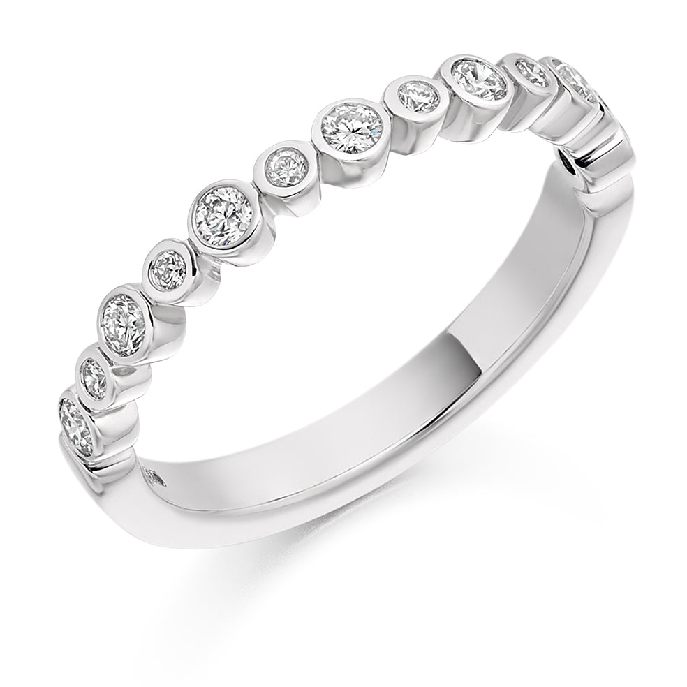 Rubover Half Eternity Ring, 0.3ct total in White Gold