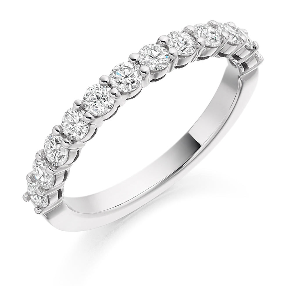 Claw-Set Half Eternity Ring, 0.75ct total (HET1949) in White Gold