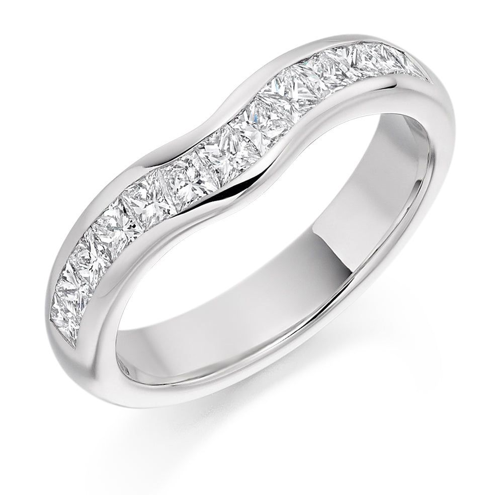 Shaped Channel-Set Half Eternity Ring, 0.85ct total in White Gold