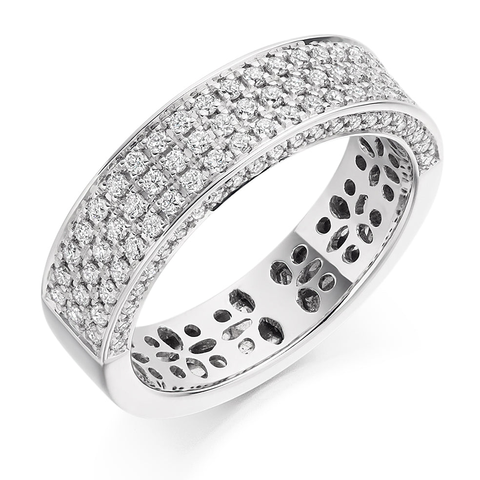 Pavé-Set Half Eternity Ring, 0.65ct total in White Gold